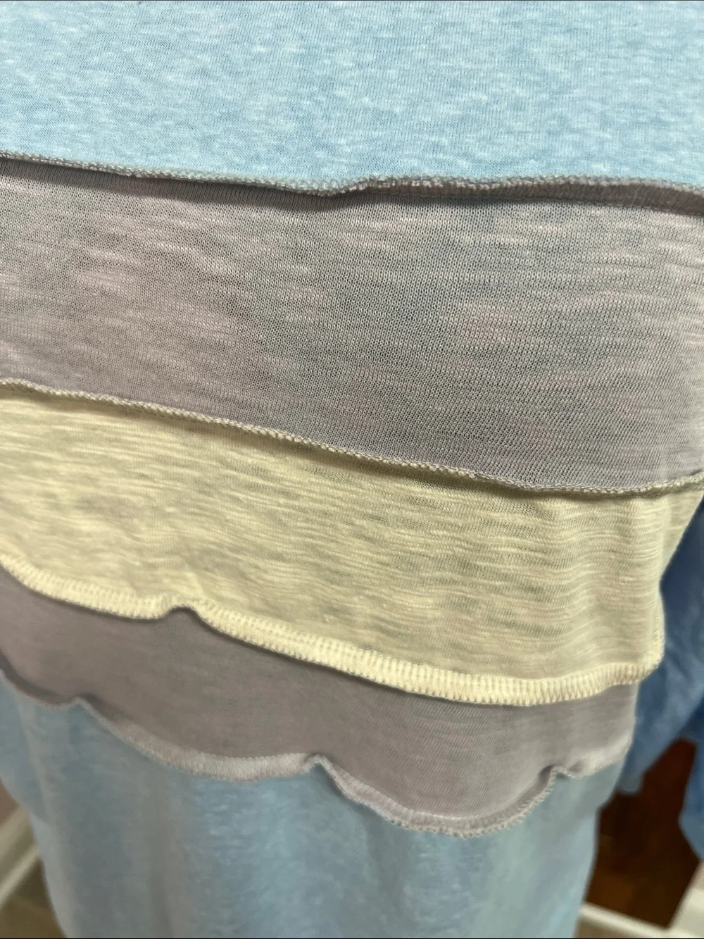 BiBi Light Blue Layered Ruffle Front Top - Picture 4 of 5